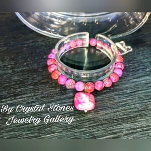 "Laced"  Agate Bead Stretch Bracelet